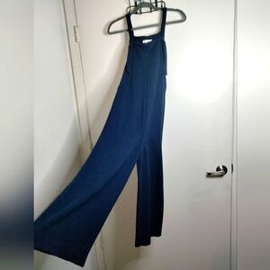 Urban Romantics (Size L) Navy Blue Stretch Knit Casual Crop Overall/Jumpsuit